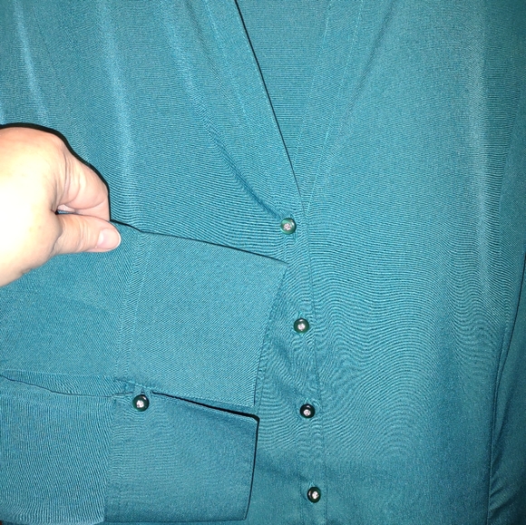 Cato Tops - Teal blouse with rhinestone buttons